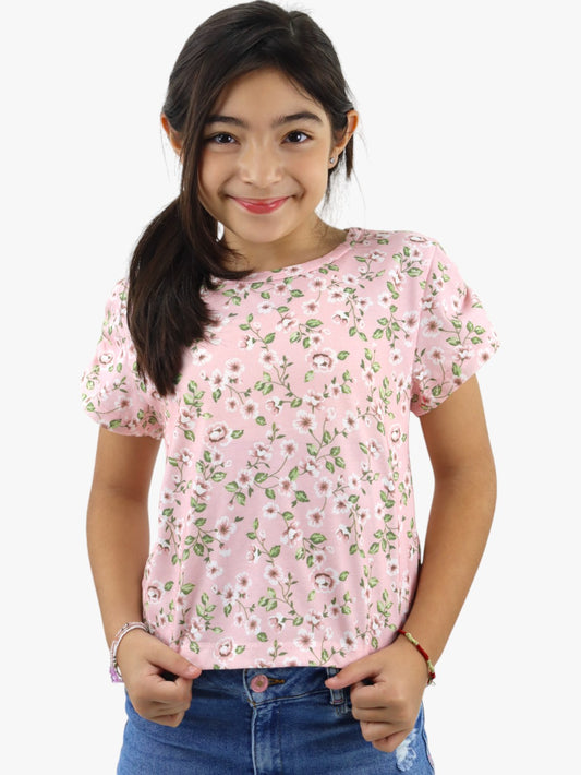 Playera manga corta con print floral