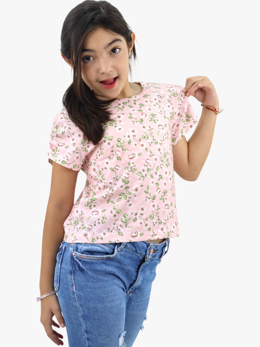 Playera manga corta con print floral