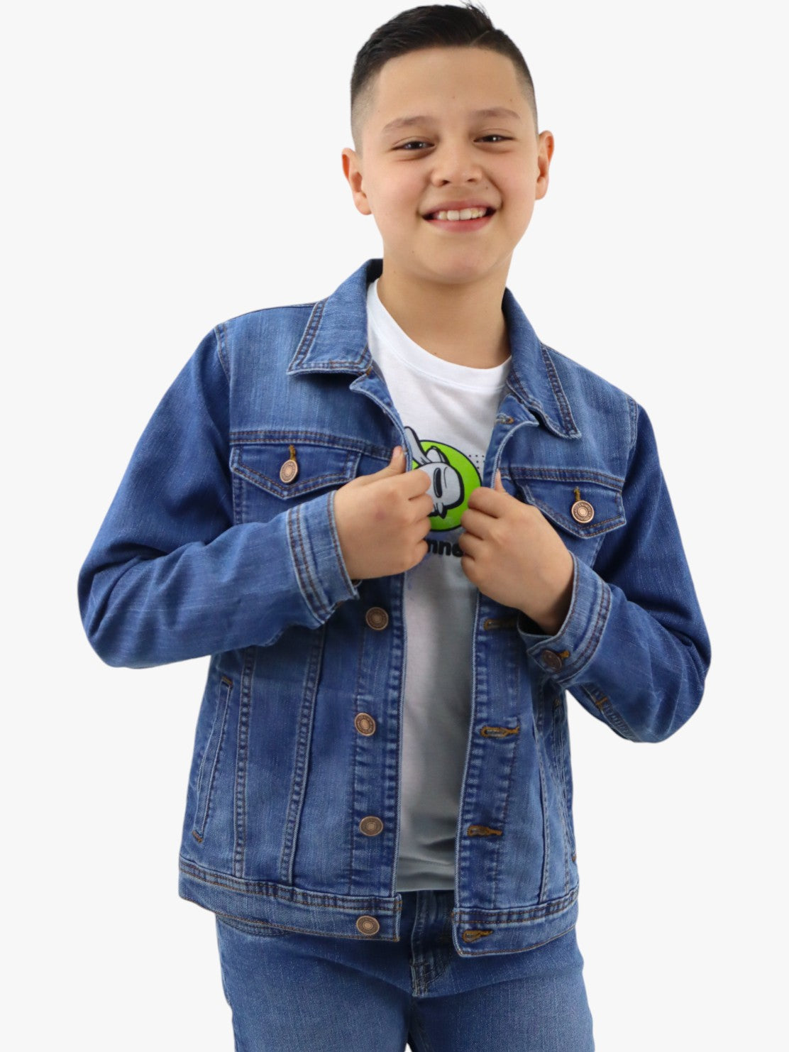 Chamarra denim azul oscuro deslavado