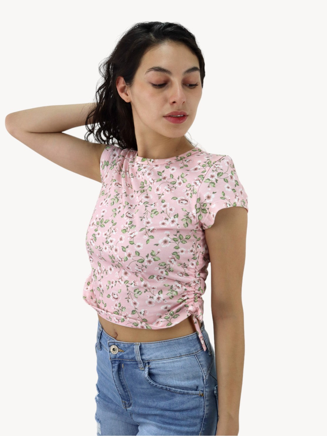 Playera manga corta con print floral