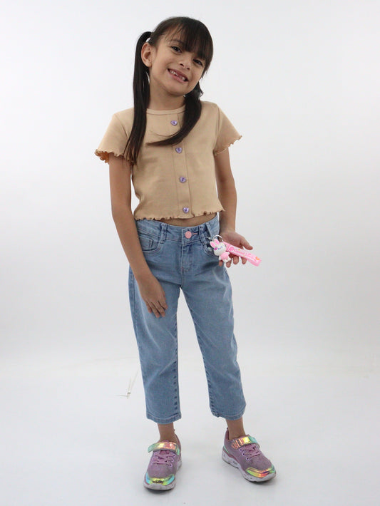 Jeans mom clasic con colgante decorativo