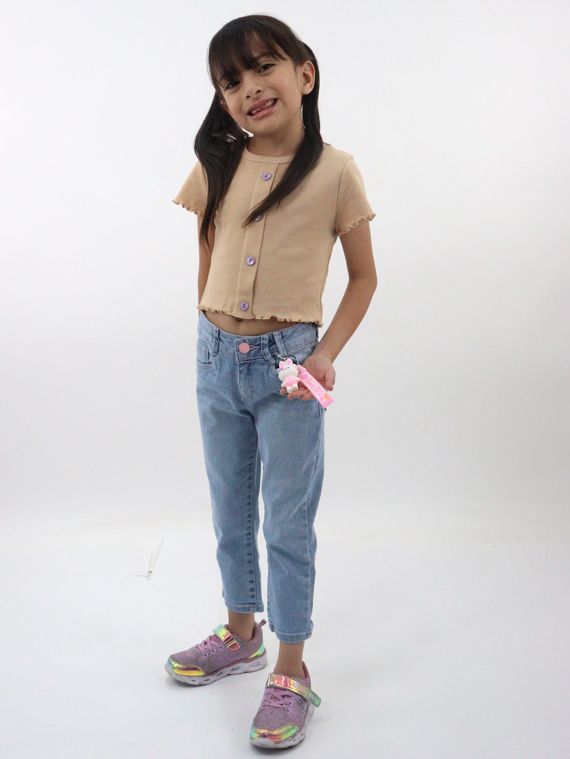 Jeans mom clasic con colgante decorativo