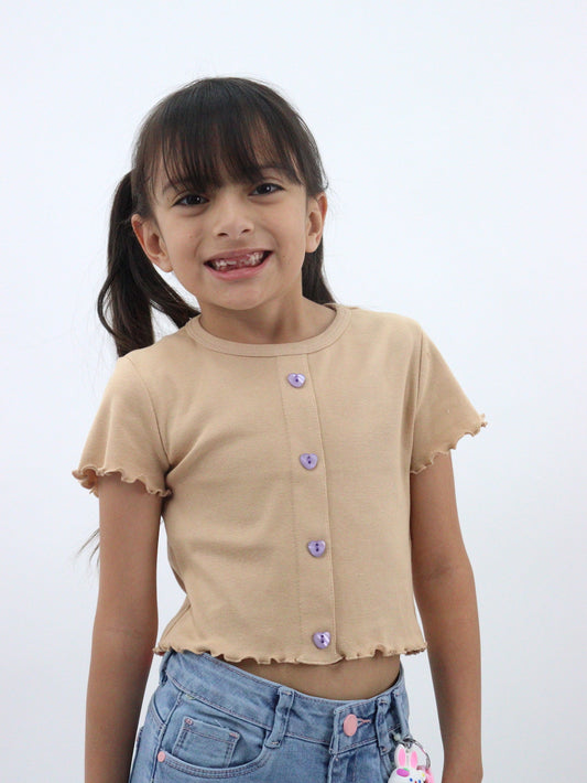 Playera manga corta de color rosa palo