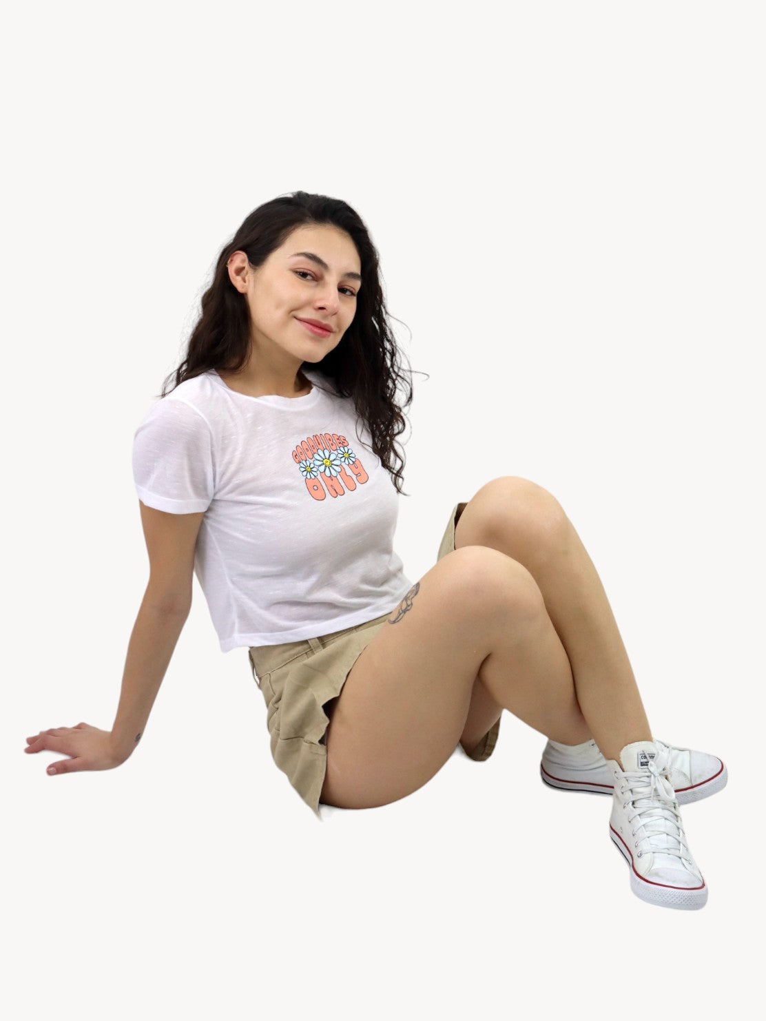 Playera slim size manga corta con estampado floral