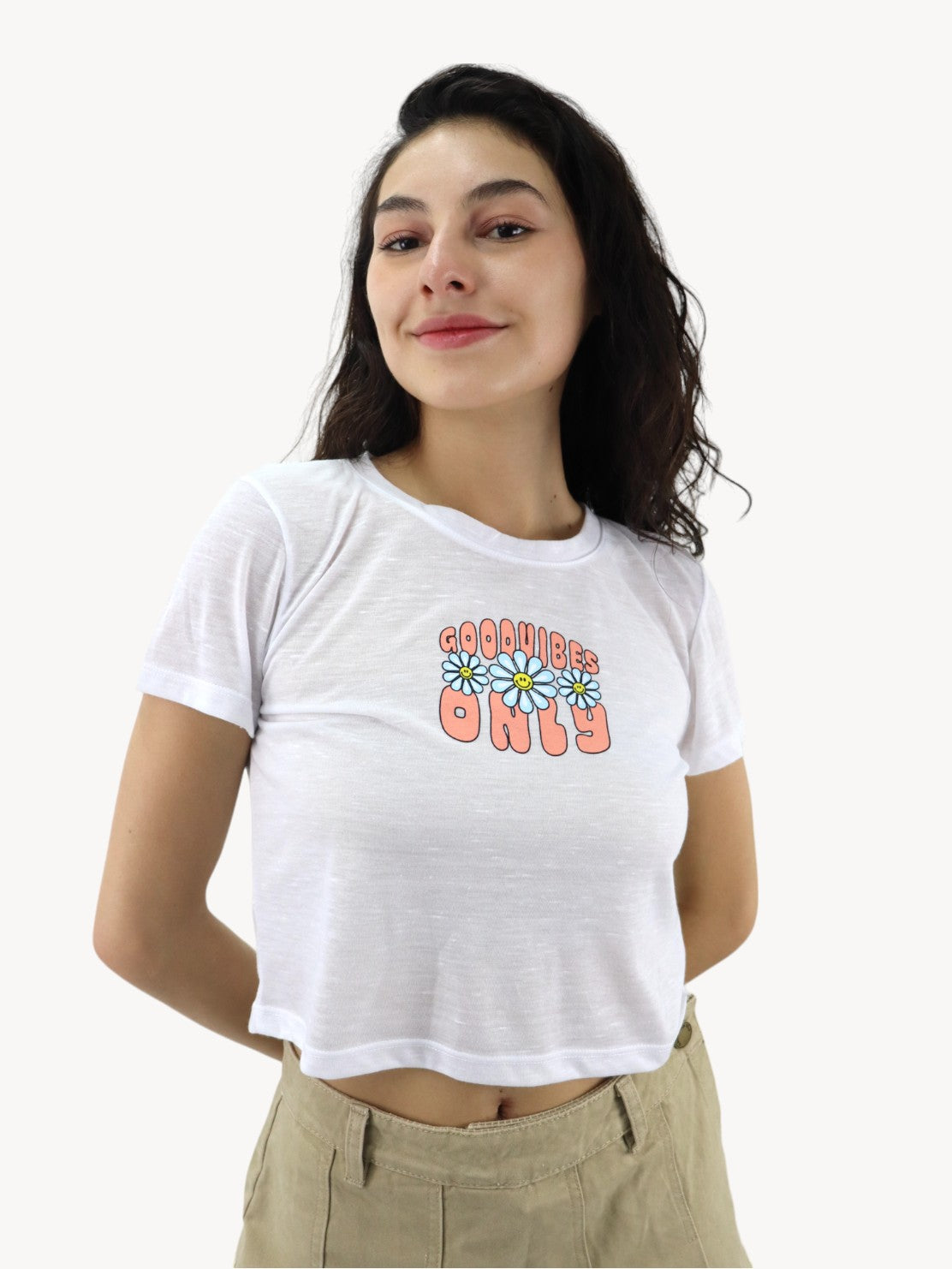 Playera slim size manga corta con estampado floral