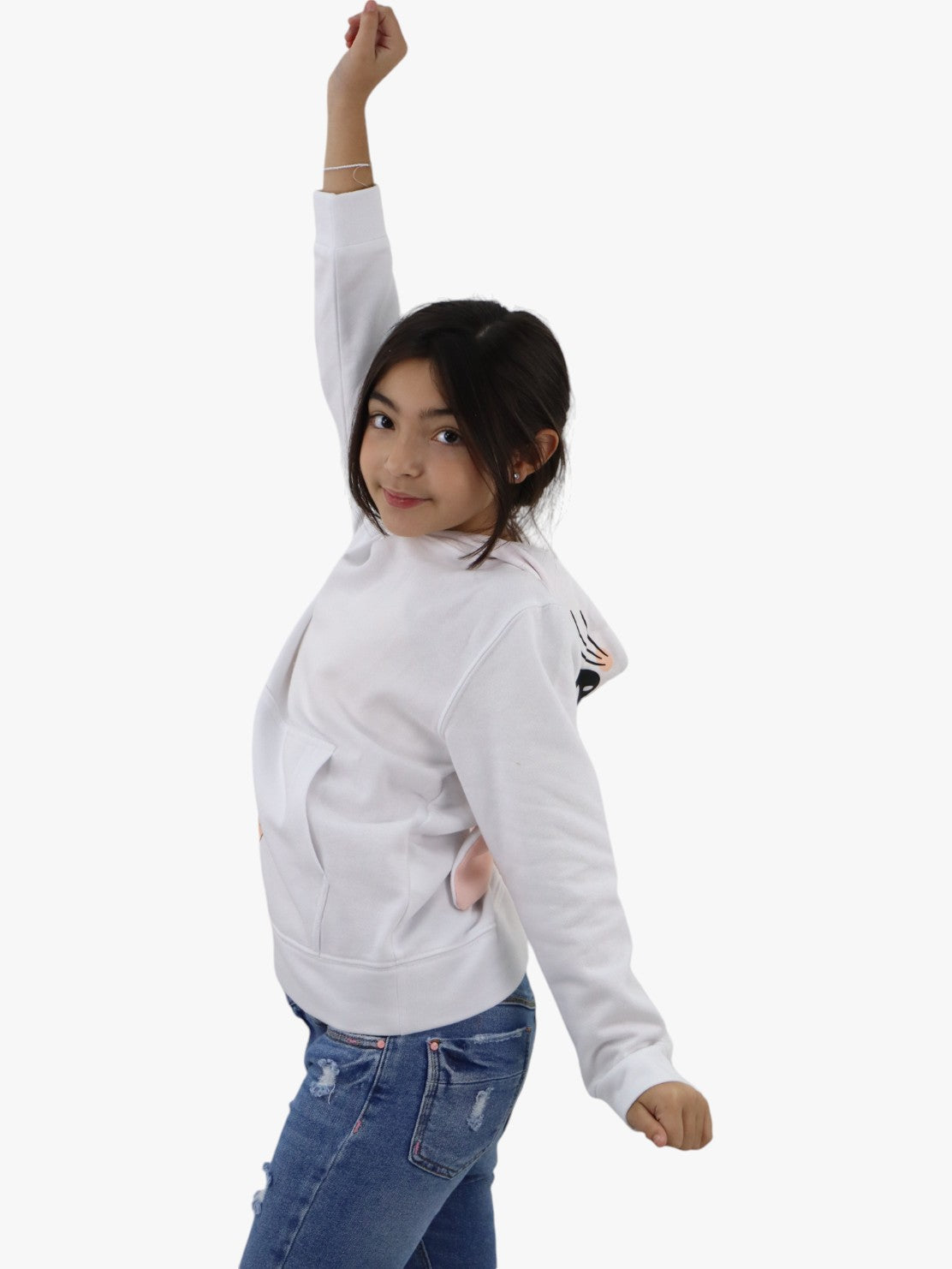 Sudadera con diseño en gorro de conejo