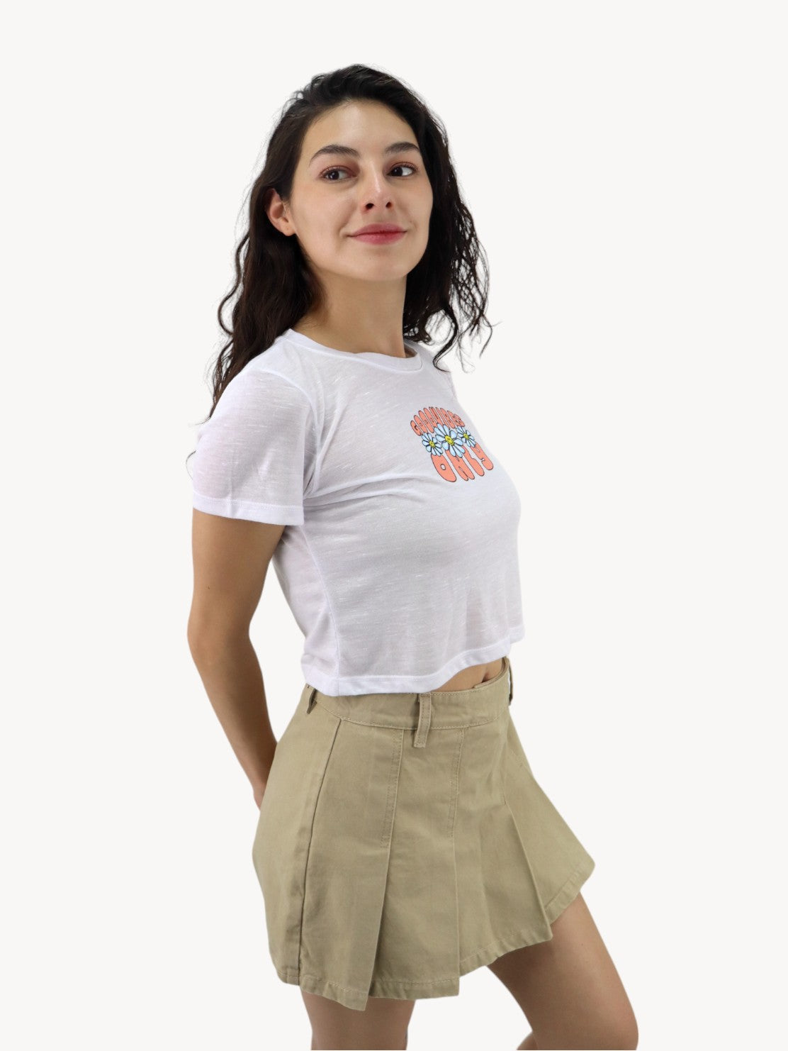 Playera slim size manga corta con estampado floral