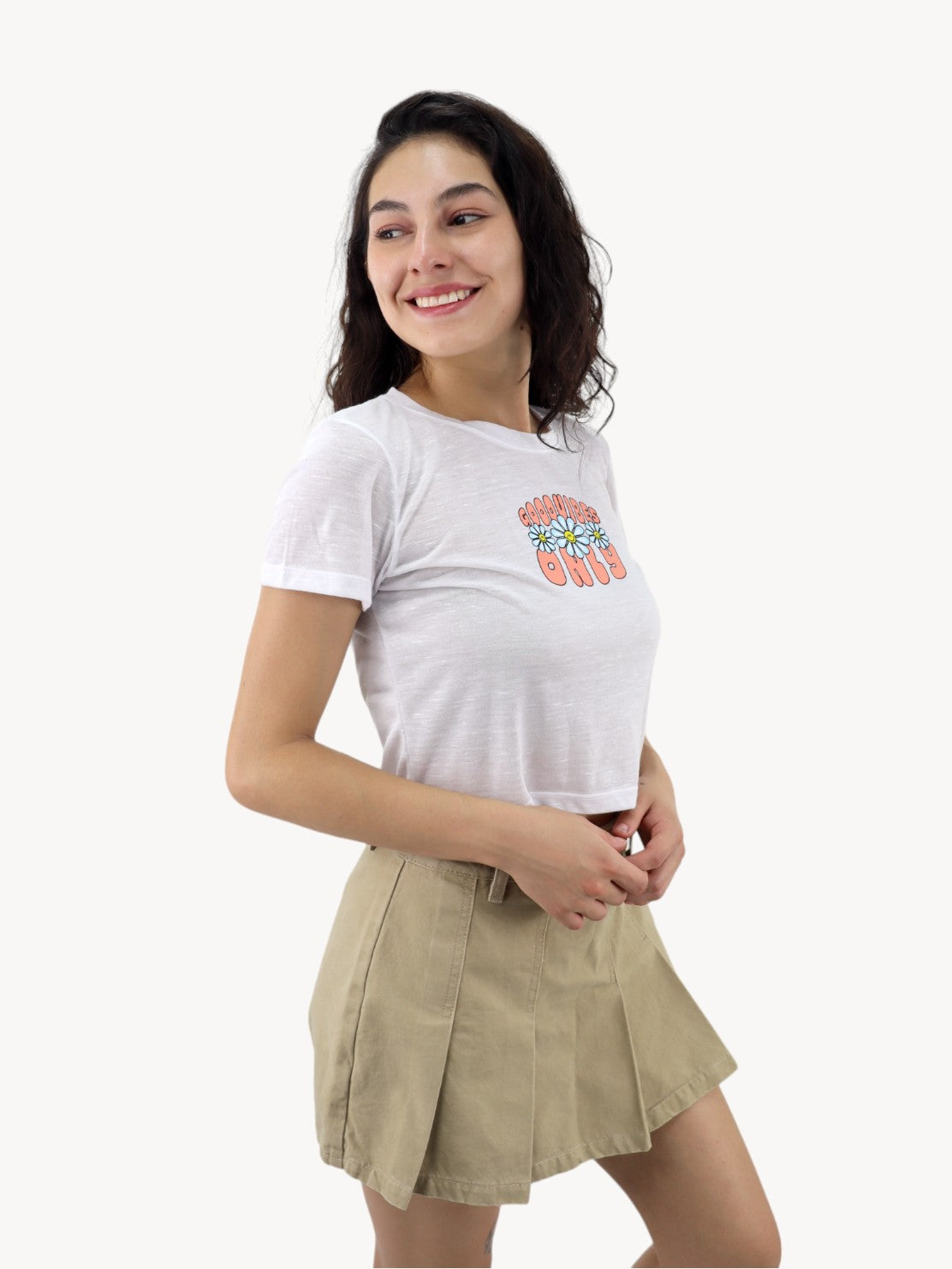 Playera slim size manga corta con estampado floral