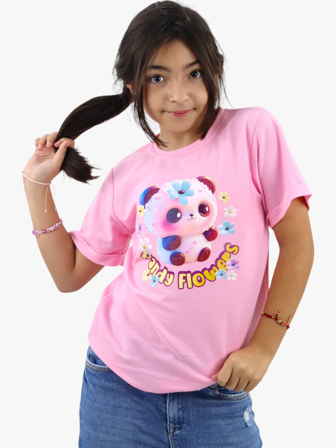 Playera manga corta con estampado de oso