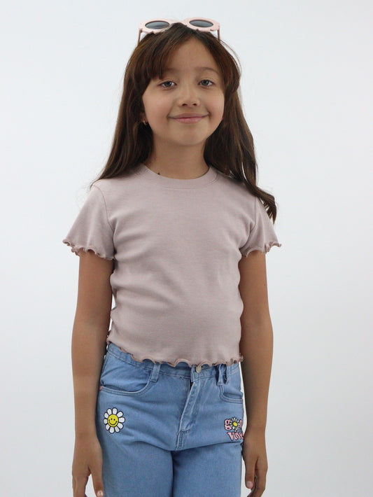 Playera manga corta de color beige