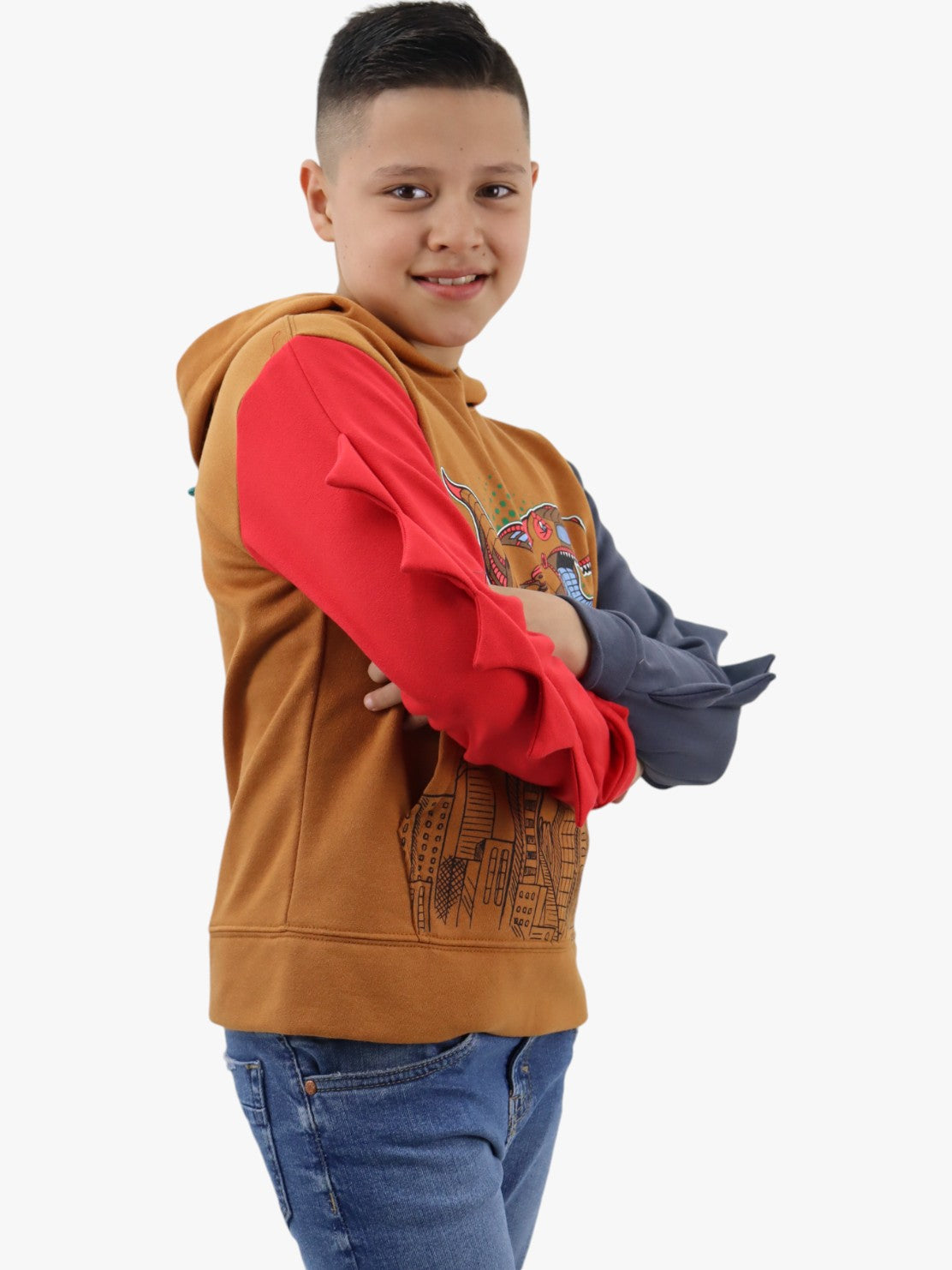 Sudadera con capucha de color combinado