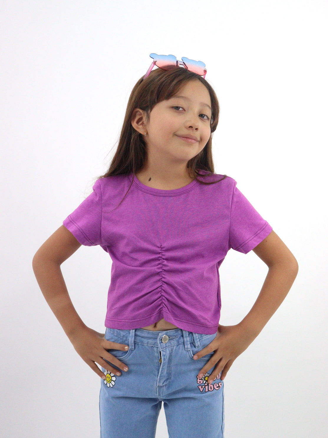 Playera fruncida de color morado