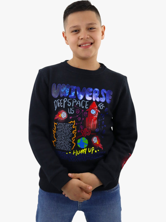 Sudadera cerrada con estampado espacial