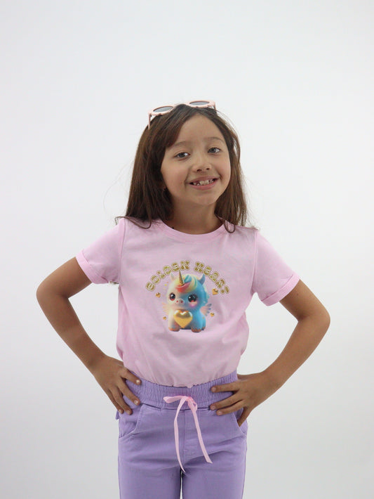 Playera manga corta con gráfico de unicornio