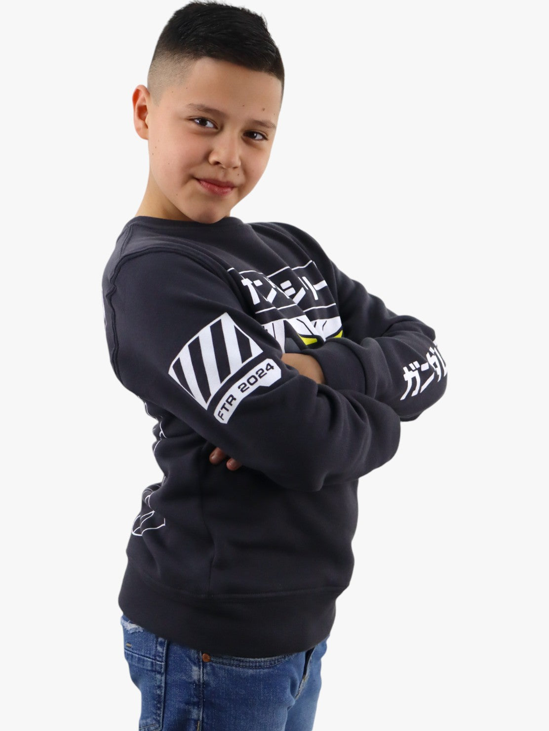 Sudadera cerrada con estampado de color gris