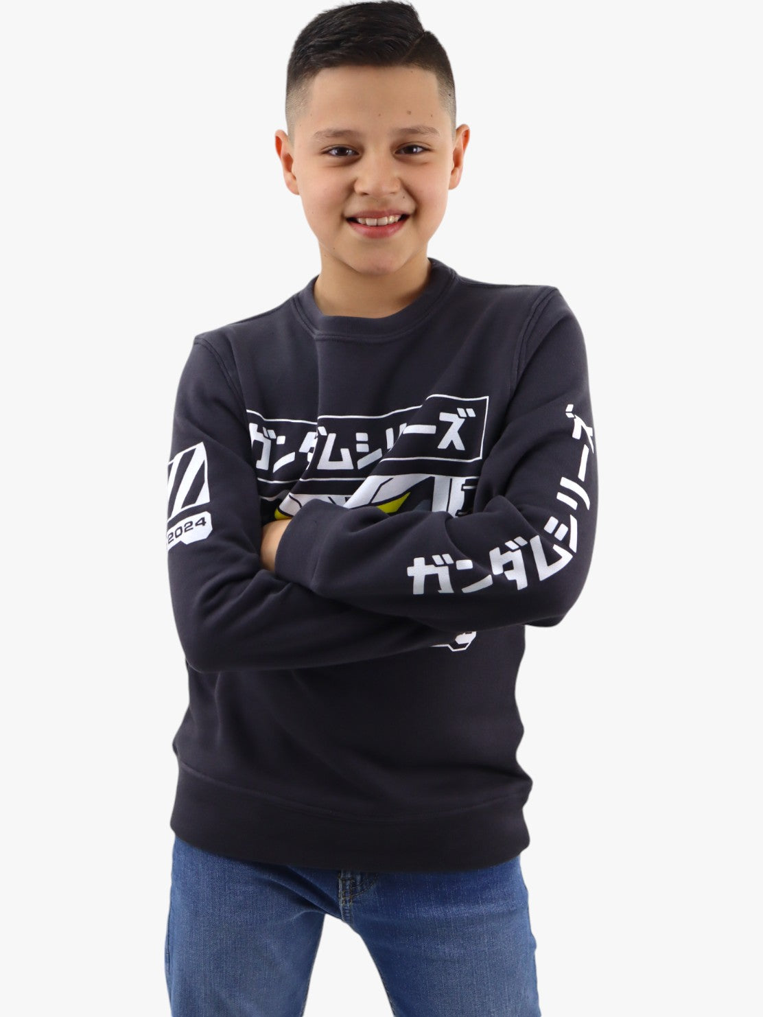Sudadera cerrada con estampado de color gris
