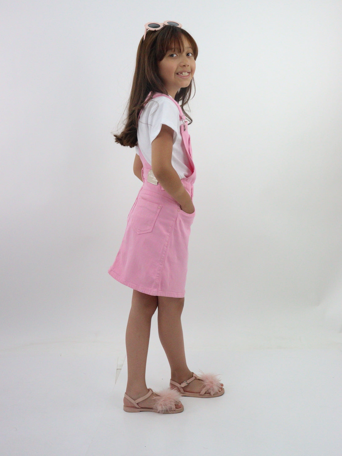 Falda peto de color rosa