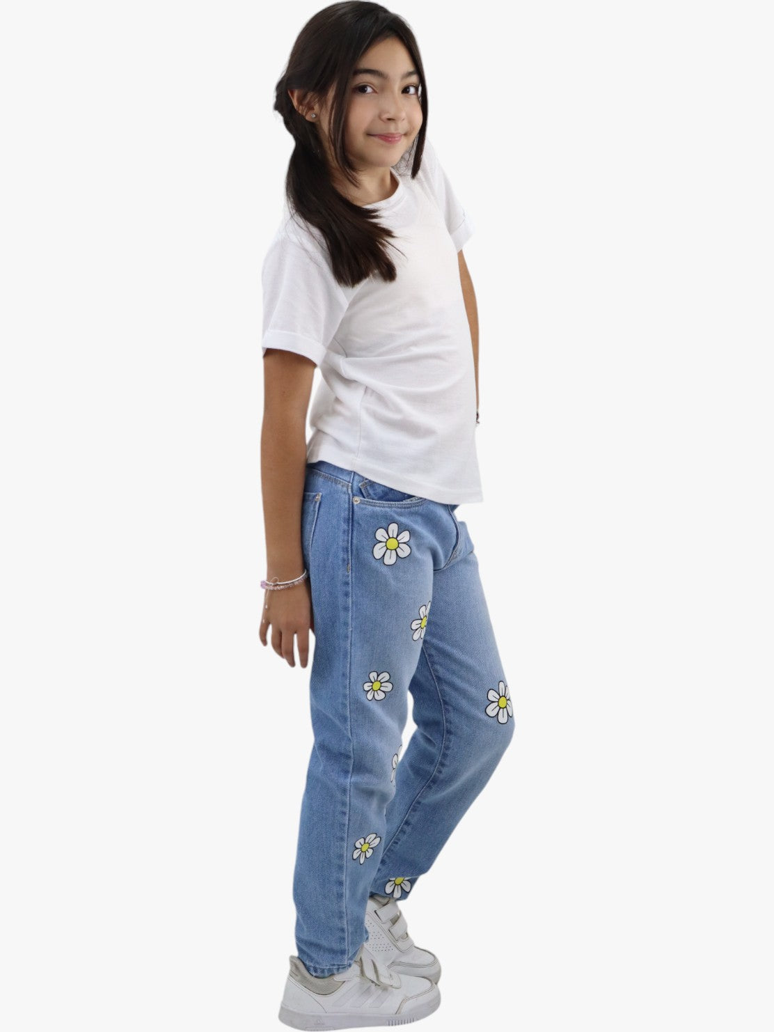 Jeans mom clasic con estampado floral