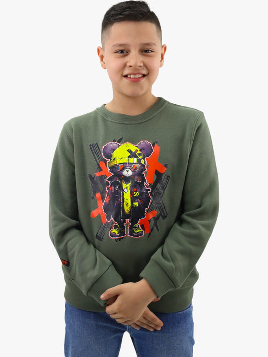 Sudadera cerrada con estampado de oso