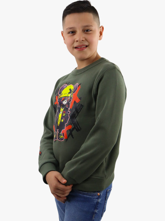 Sudadera cerrada con estampado de oso