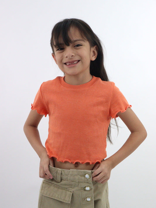 Playera manga corta de color naranja