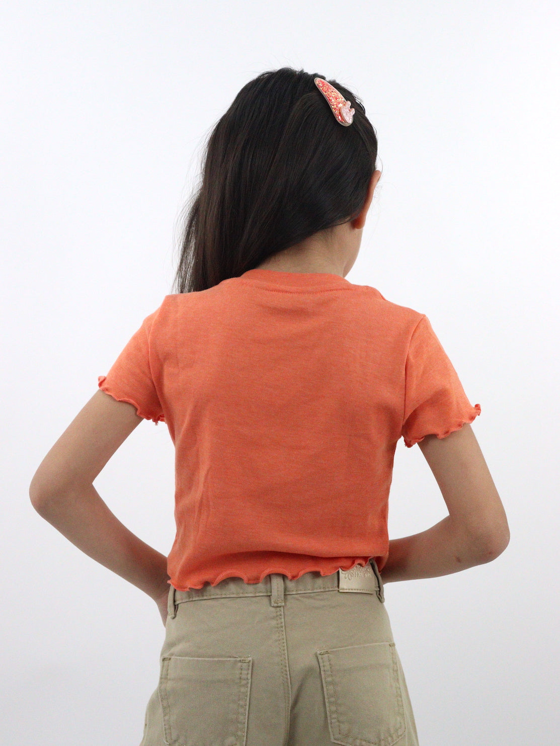 Playera manga corta de color naranja