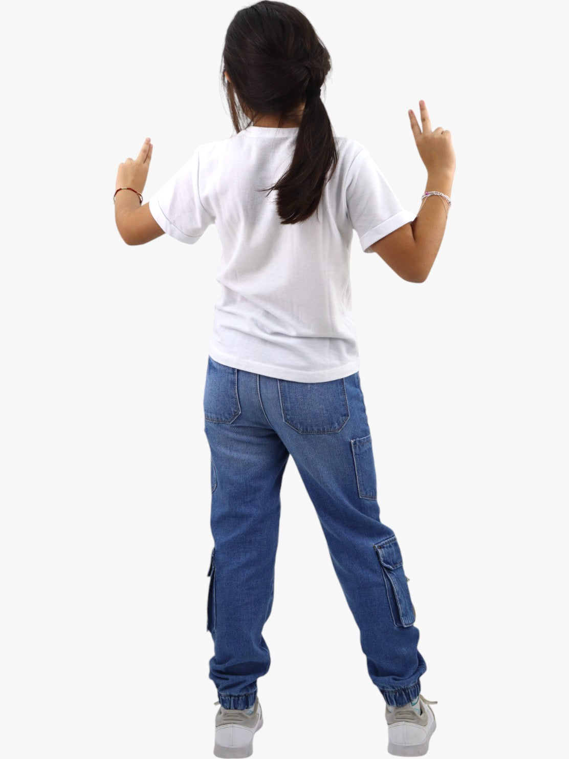 Jeans cargo multipocket azul medio