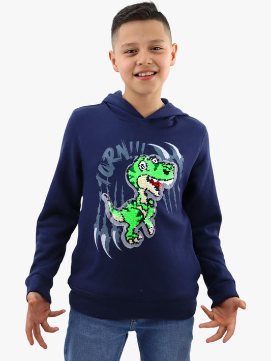 Sudadera con lentejuela reversible de dinosaurio