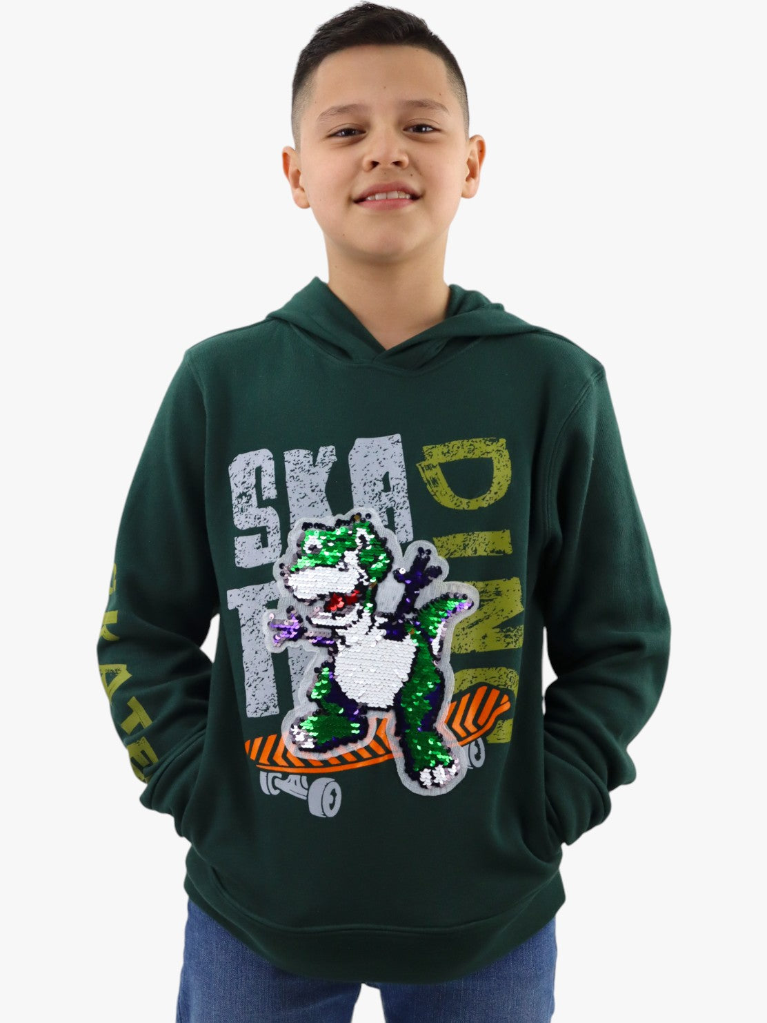 Sudadera con lentejuela reversible de dinosaurio
