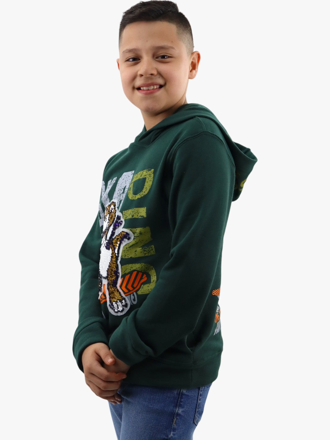 Sudadera con lentejuela reversible de dinosaurio