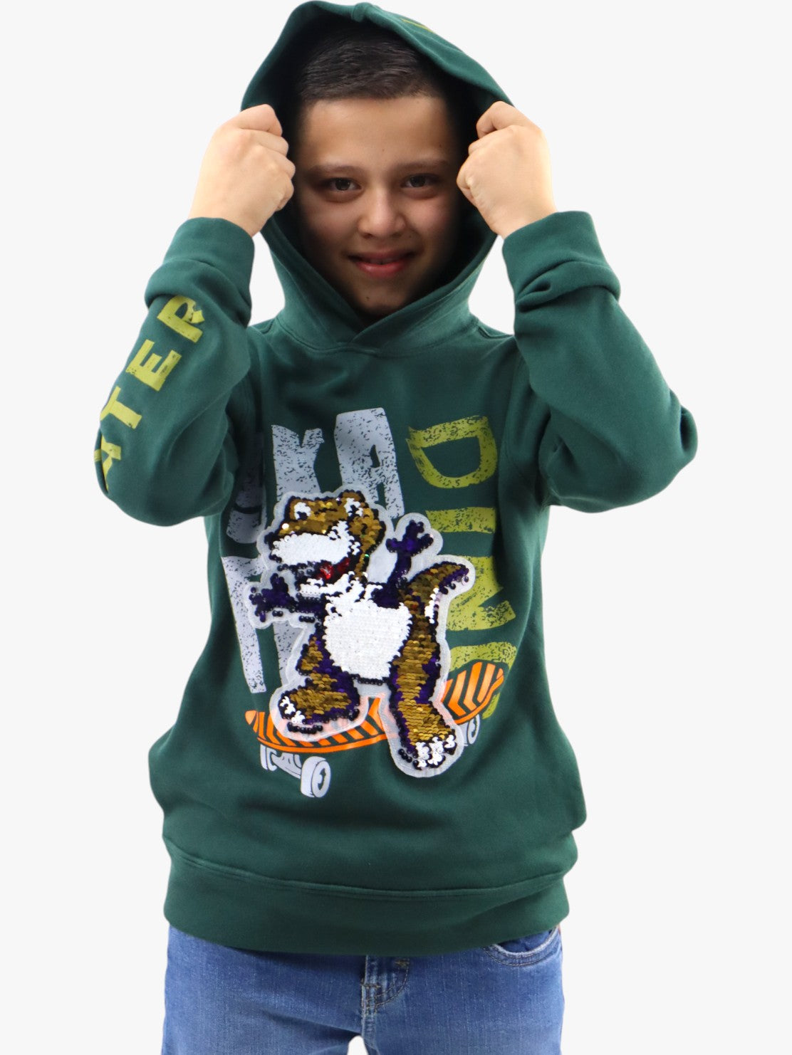 Sudadera con lentejuela reversible de dinosaurio