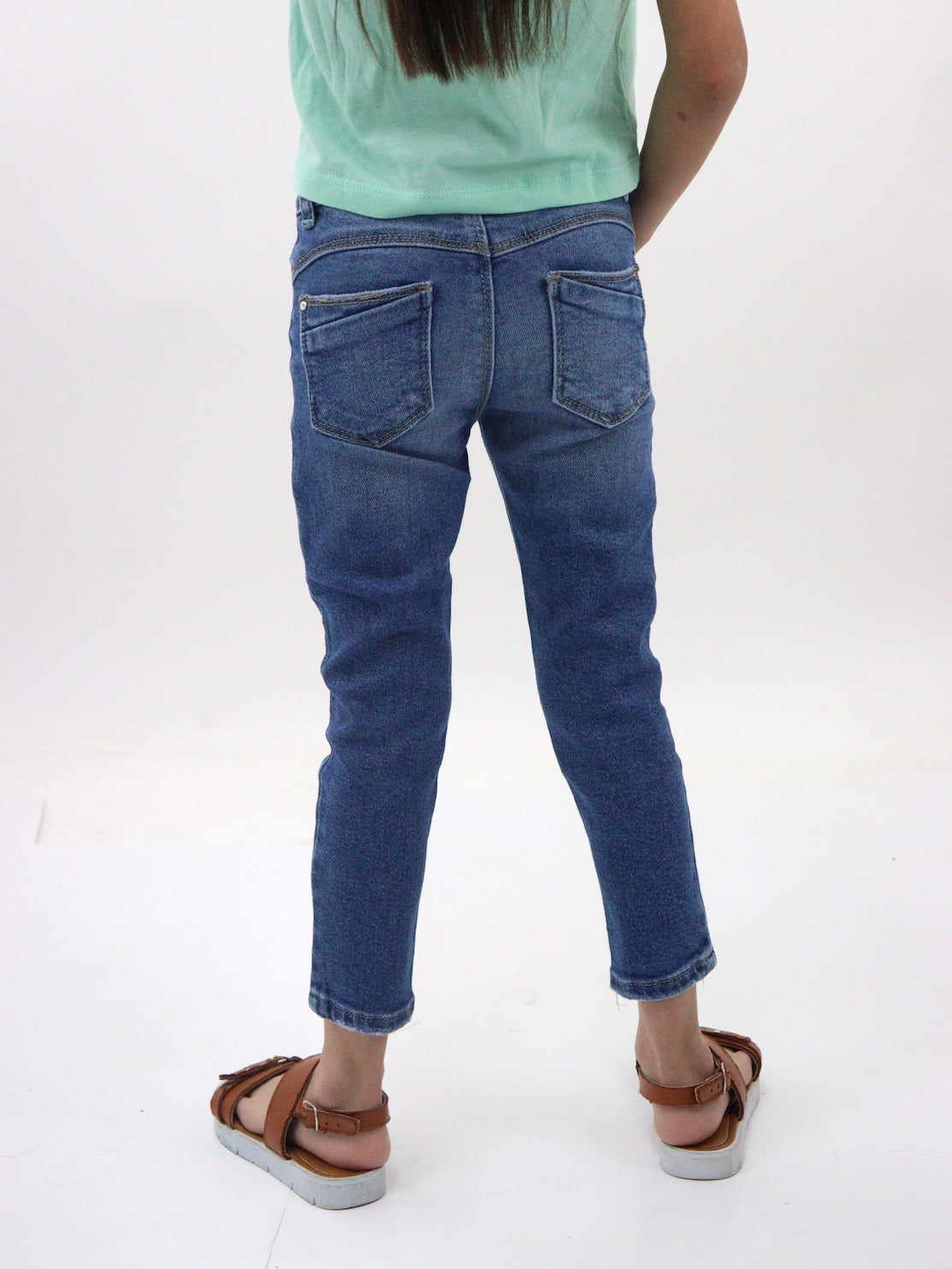 Jeans skinny de color azul medio