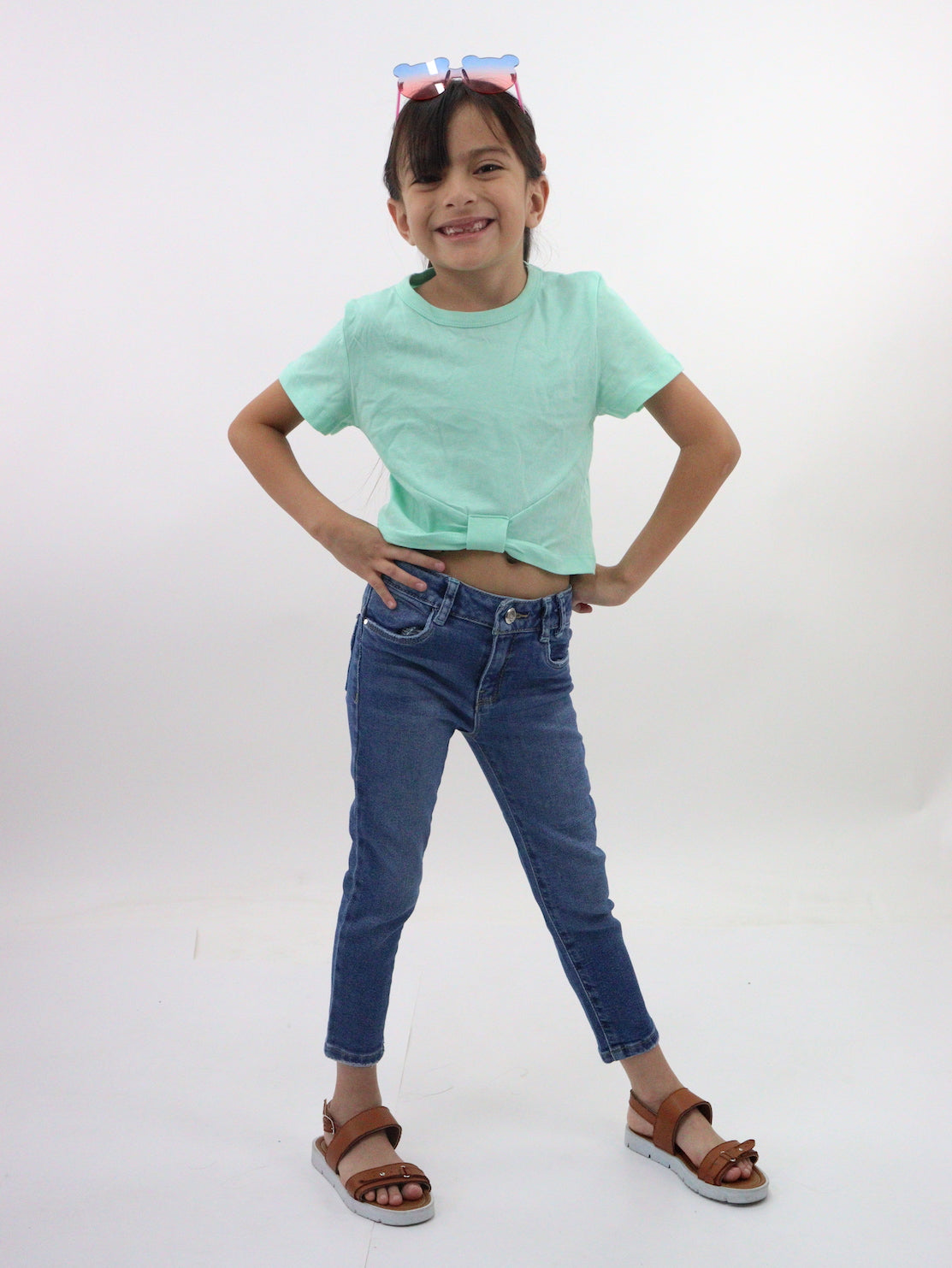 Jeans skinny de color azul medio