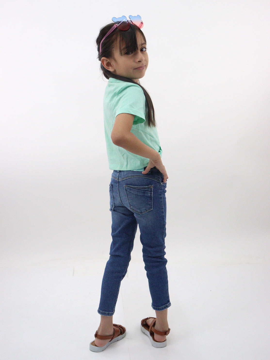 Jeans skinny de color azul medio