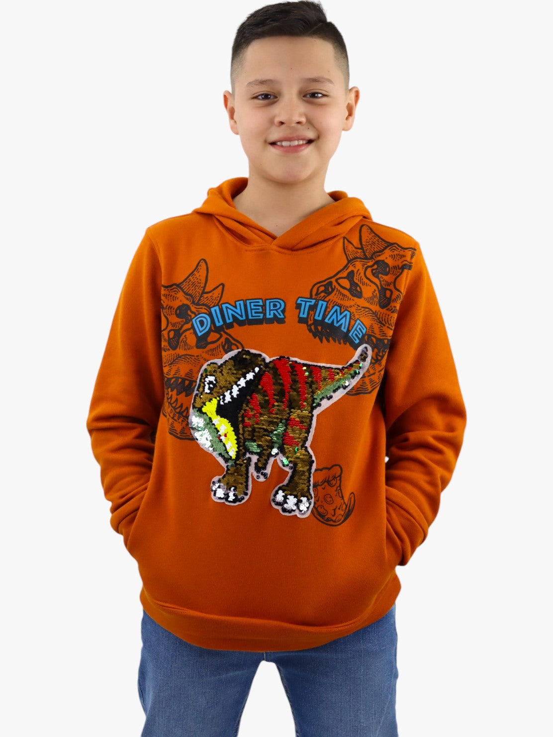 Sudadera con lentejuela reversible de dinosaurio