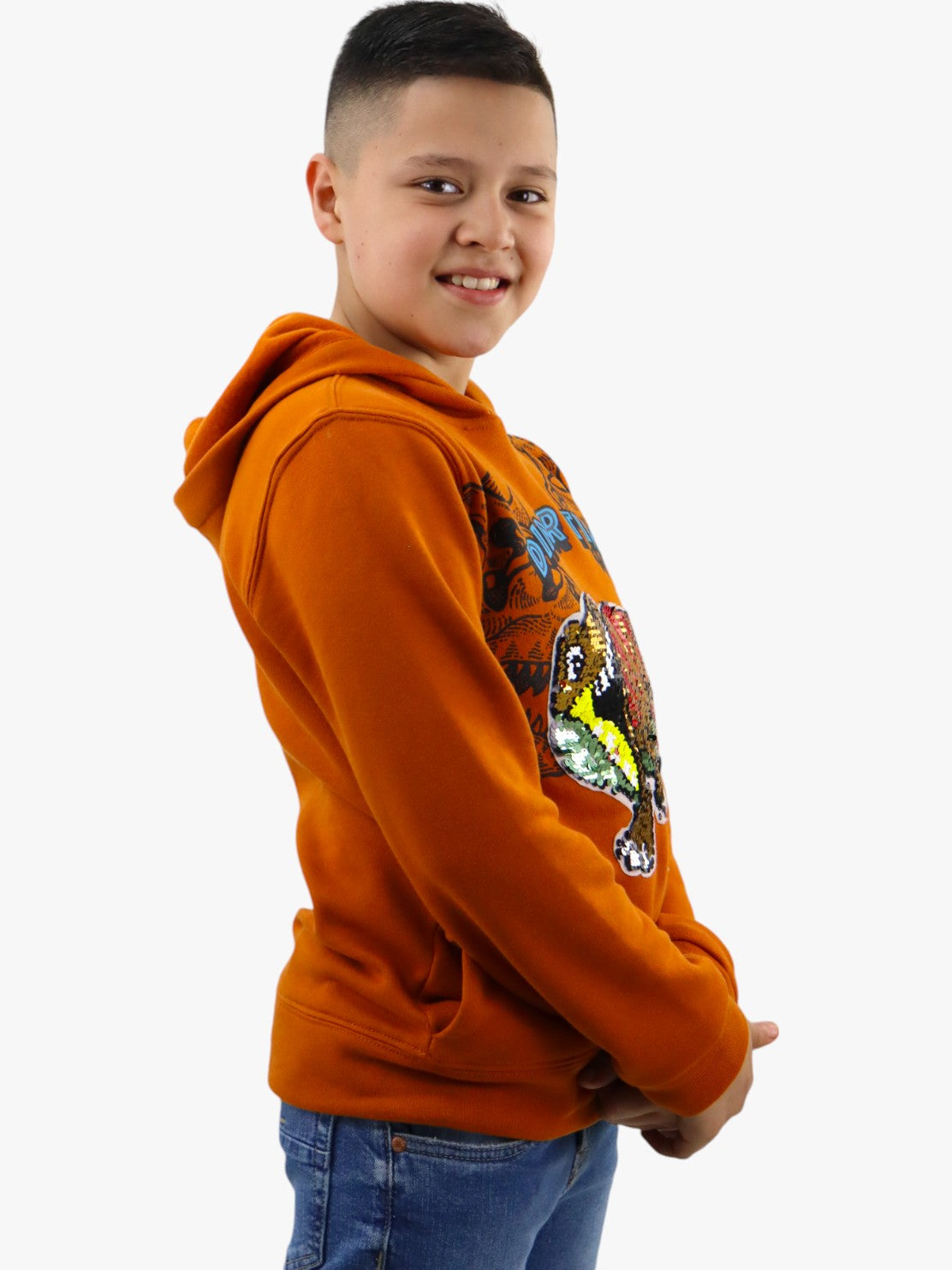 Sudadera con lentejuela reversible de dinosaurio