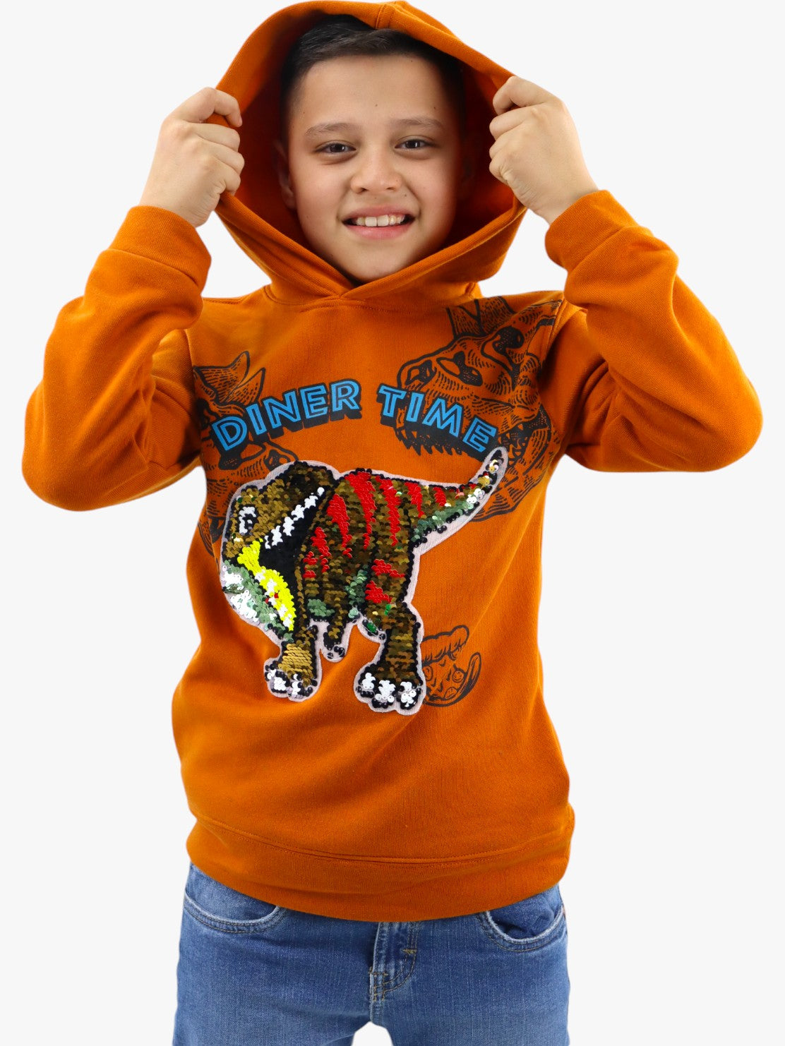 Sudadera con lentejuela reversible de dinosaurio
