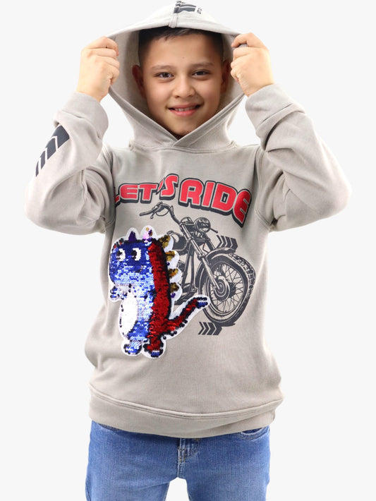 Sudadera con lentejuela reversible de dinosaurio