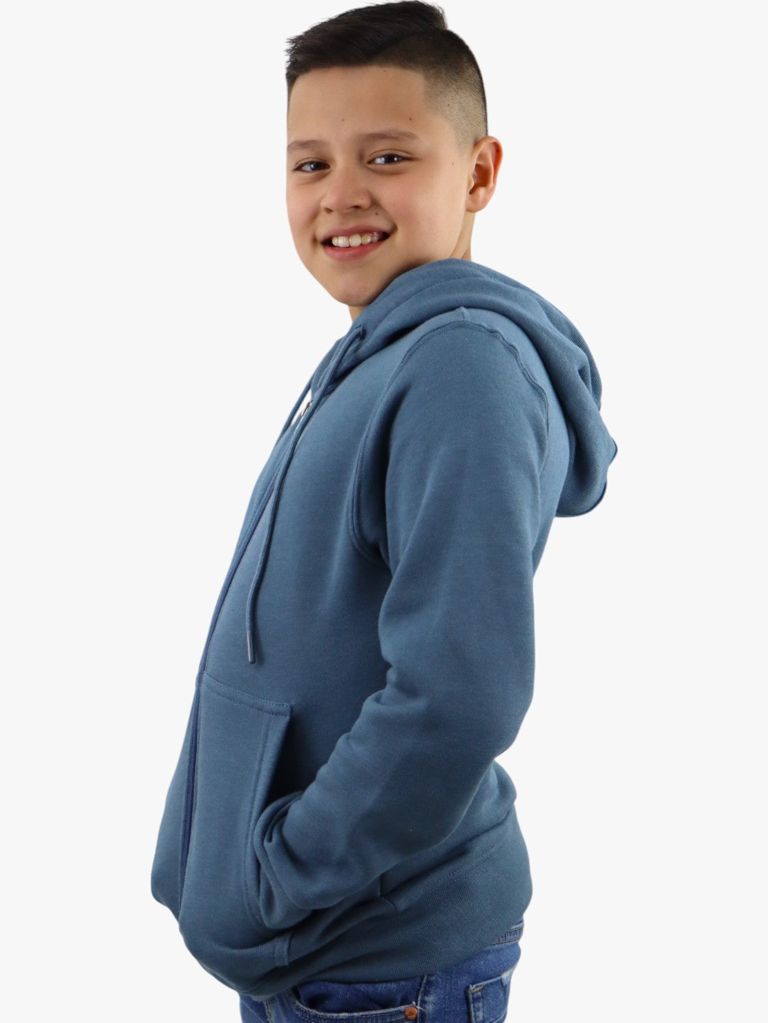 Sudadera con cremallera de color verde cerceta