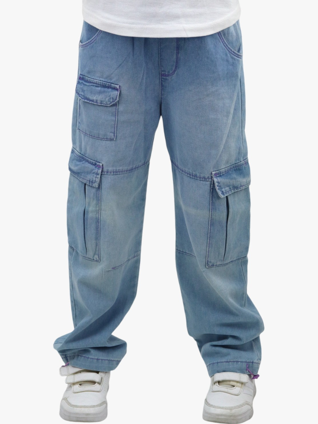 Jeans cargo parachute de color azul claro
