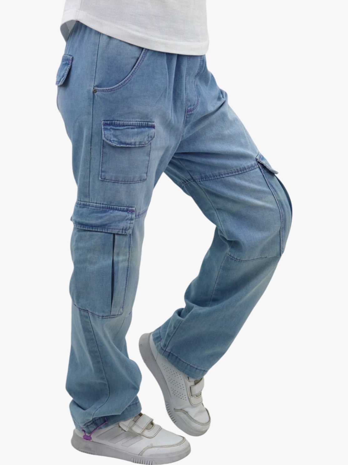 Jeans cargo parachute de color azul claro