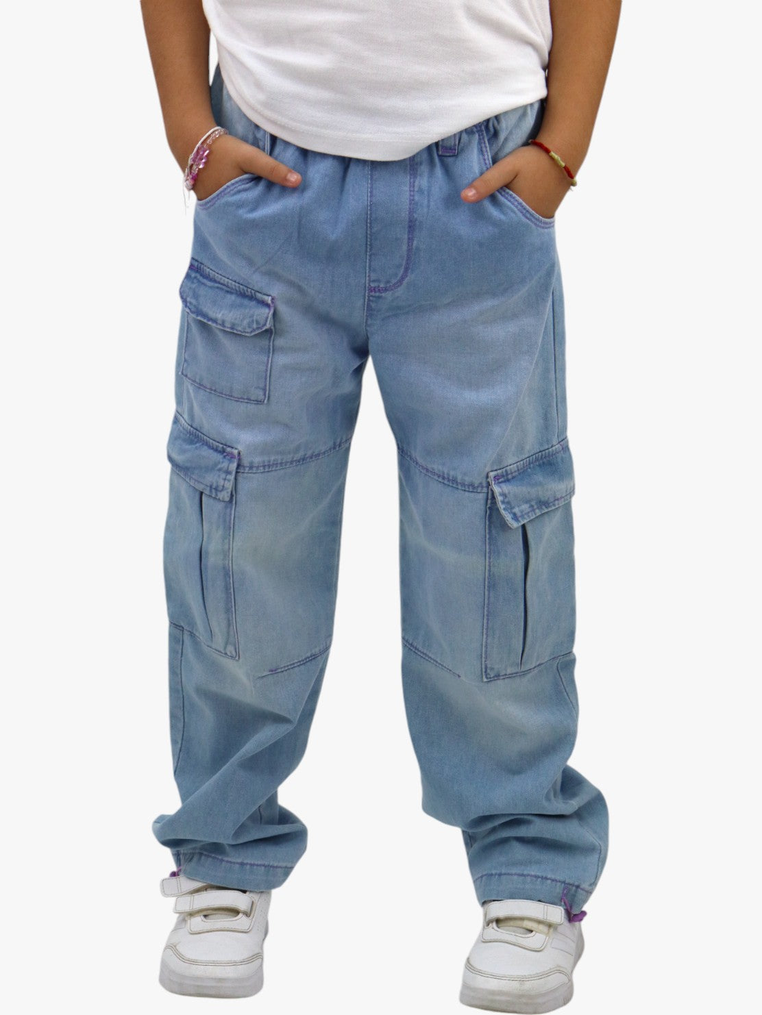 Jeans cargo parachute de color azul claro