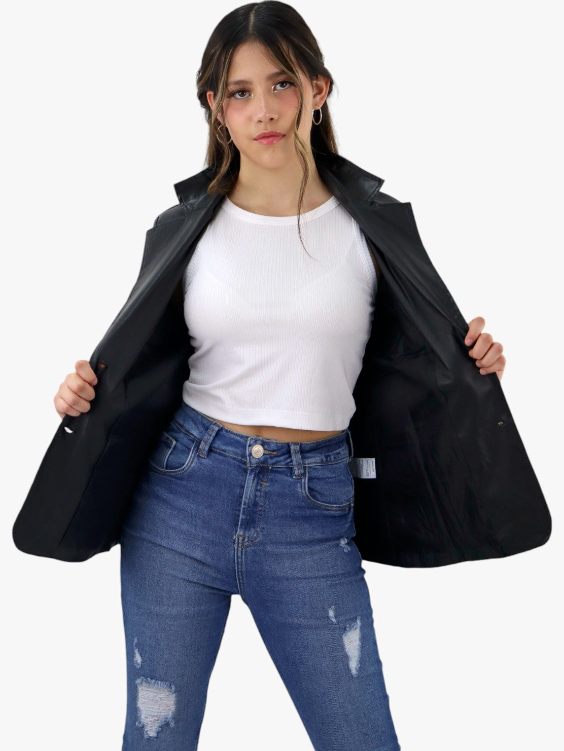 Saco de vinipiel color negro