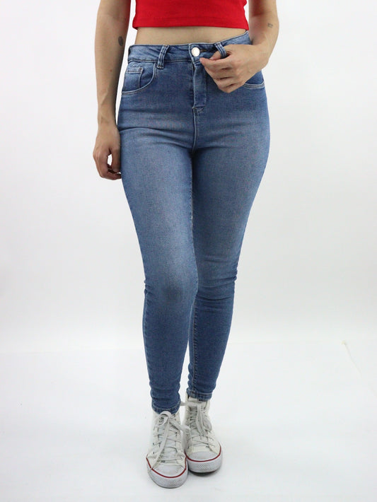 Jeans skinny tiro alto de color azul medio (NUEVA TEMPORADA)
