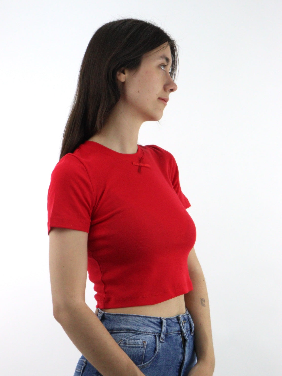 Playera coquette manga corta de color rojo