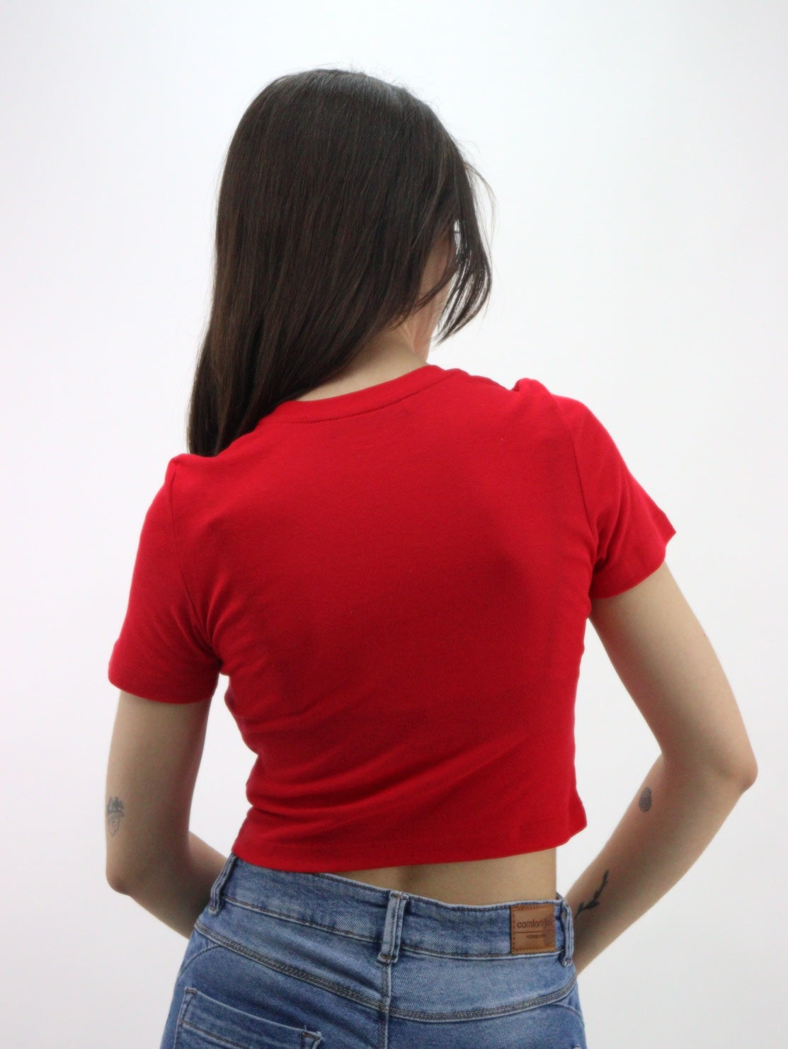 Playera coquette manga corta de color rojo
