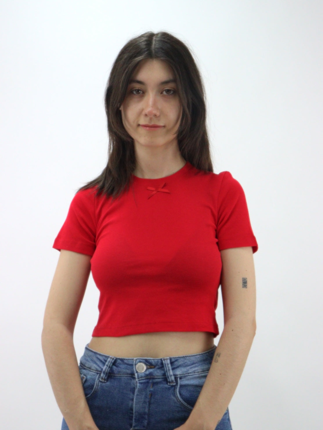 Playera coquette manga corta de color rojo