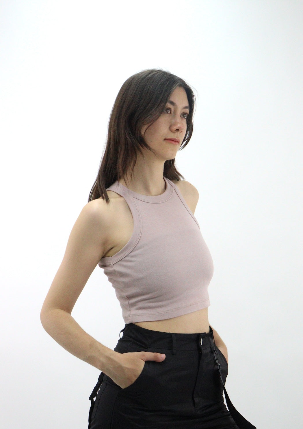 Playera tank de color beige