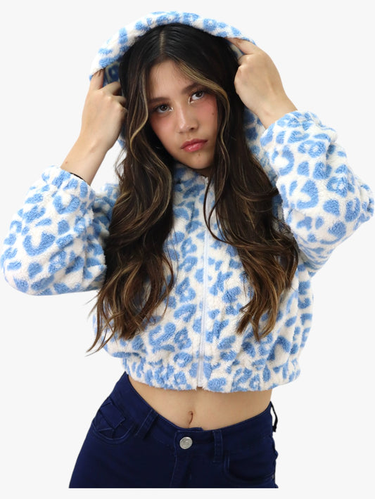 Chamarra de tela polar con animal print