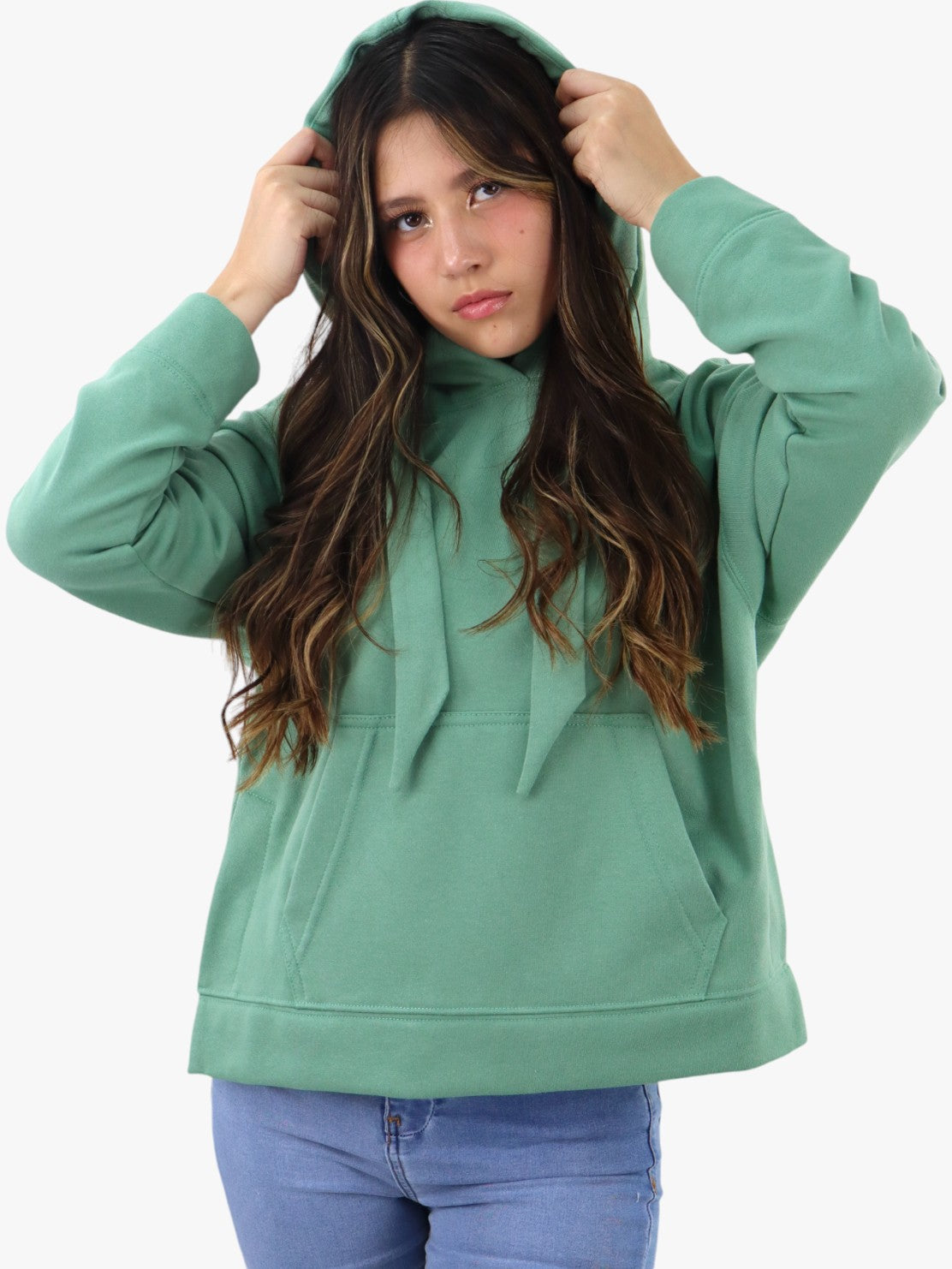 Sudadera con capucha de color verde